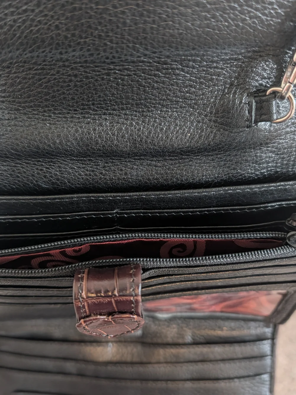 Brighton Black Pebbled Leather Crossbody with Silver Filigree Hardware
